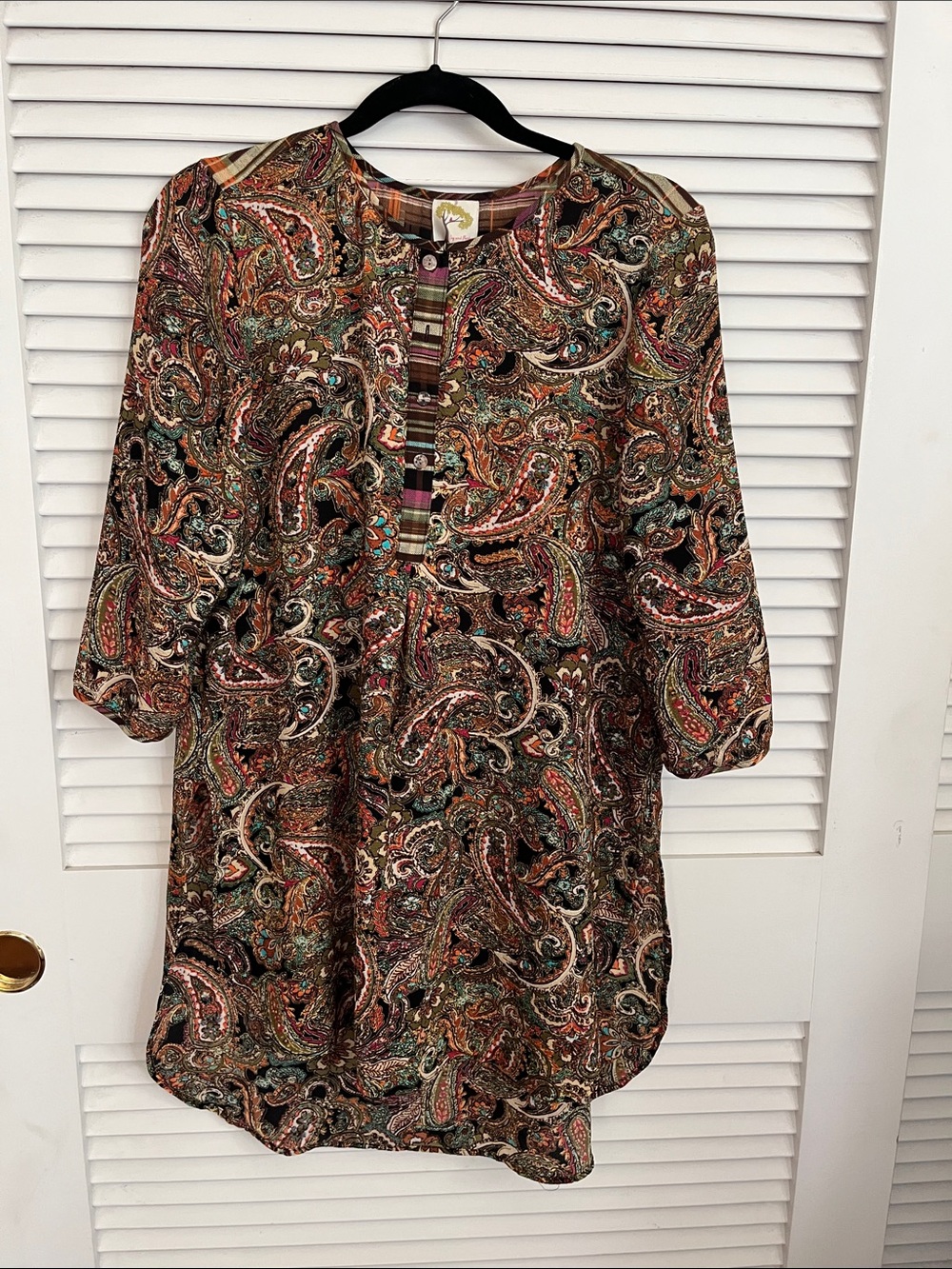 fig and flower Brown Multicolor Paisley Button-Up Top